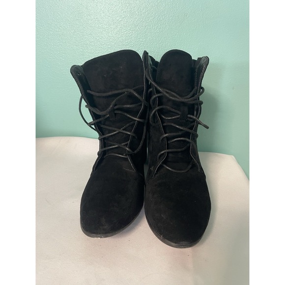 Shoes - Women's Size 10 Black Suede Chunky Platform Punk Festival Combat Boots